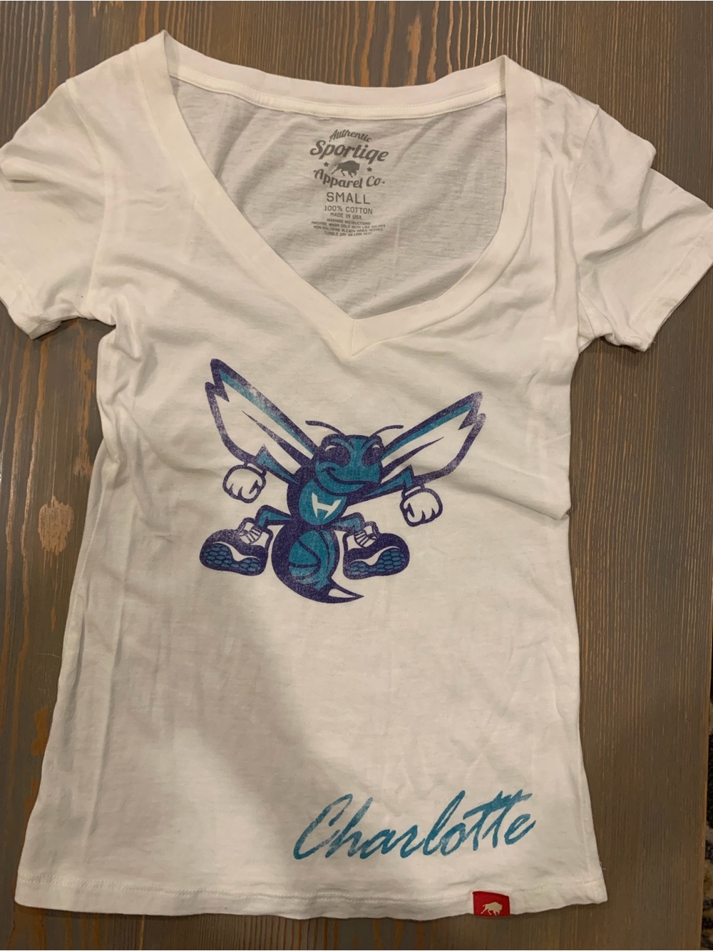 Women’s Charlotte Hornets White & Teal V-Neck T-Shirt